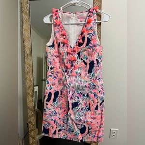 Lilly Pulitzer Print Shift with Tassels Neckline